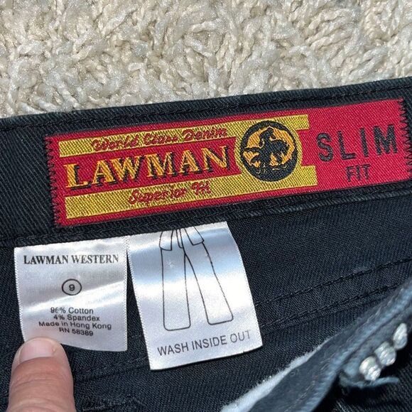 Vintage LAWMAN Western Womens Embellished Black Jeans Rhinestone Size 9 Slim Fit - Picture 3 of 16